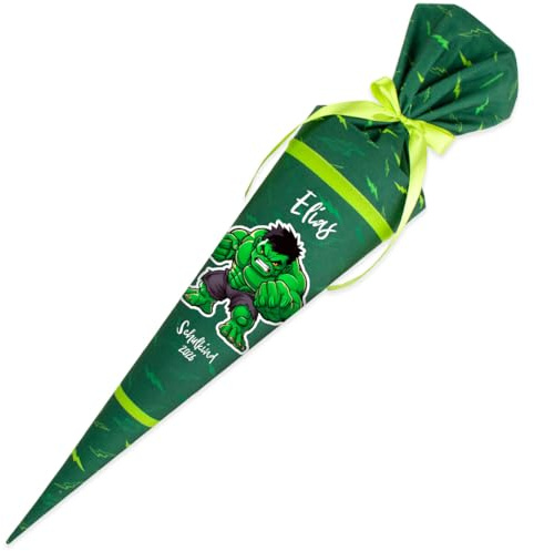 Dein Lieblingsteil Deine Schultüte aus Stoff Kuschel Velvet Wunschmotiv individualisierbar mit Wunschname personalisierbar 70 cm 85 cm – Jungs (85 cm mit Kissen, Modell 5: Hulk)