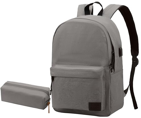 SUPACOOL Casual Laptop Backpack with USB Charging Port For for Men and Women, Backpack for College, Gray, 20L US, Laptop Backpack