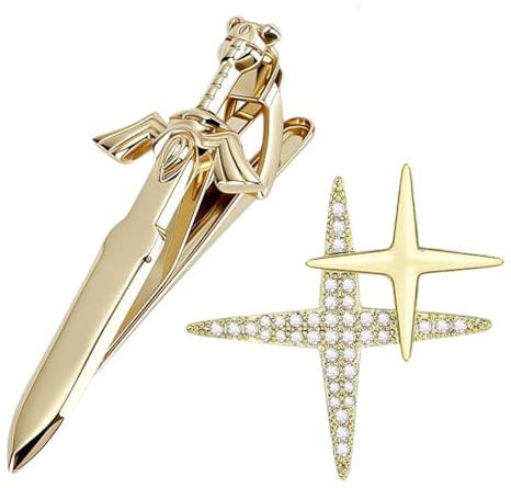 XFSRG Schwert Krawattennadel Silber Gold Einzigartig Krawattenklammer Personalisiert Stilvolle Individuelle Metall Accessoires für Anzug Hemd Abendveranstaltungen und Business Meetings