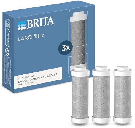 BRITA LARQ Filter - Wasserfilter für BRITA LARQ Essential Trinkflaschen (680 ml / 1000 ml), reduziert PFAS, Chlor & Mikroverunreinigungen - für puren Geschmack (Ersatzfilter (3 St.)) | Ersatz-Wasserfilter für BRITA LARQ iQ, Essential Filter Trinkflaschen (680 ml / 1000 ml), Aktivkohle-Filter