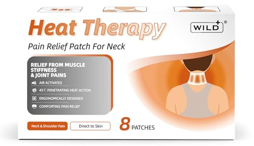 WILD+ 8er Pack Professionelle Wärmepflaster für Nacken & Schulter – Verstellbares Nackenheizpflaster für gezielte Schmerzlinderung – Natürliche & Langanhaltende Wärme (45°C) – Hautfreundlich