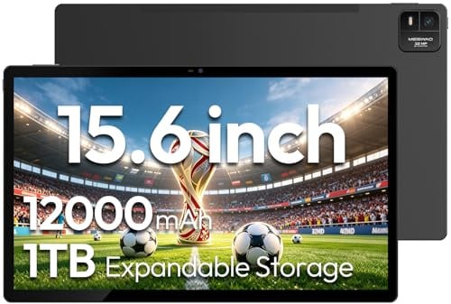 MESWAO Tableta Android de 15.6 pulgadas (2026), Helio G99, 6 GB RAM, 128 GB ROM, gran pantalla FHD IPS, batería de 12000 mAh, cámara de 32 MP, MES-B3