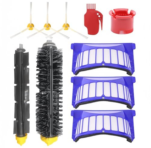 Kit Accessori 10 Pezzi Compatibile con iRobot Roomba Serie 600 (605 615 620 650 671) Spazzole, Filtri Utensili - Ricambi per Aspirapolvere Robot