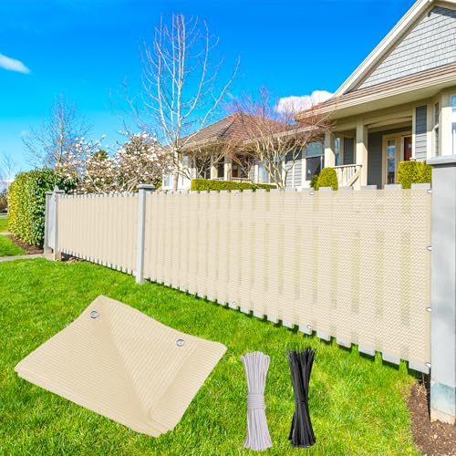 Brise-Vue 50 x 240 cm en HDPE 220G M², Protection Contre Vent, Protection UV, Soleil et Respirabilité, Écran D'Intimité pour Balcon avec Attaches de Câble pour Patio, Couleur Crème