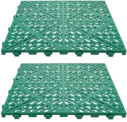 POPETPOP Tapis de Sol Industriel Emboîtables Verts 50X50 CM – Lot de 2 Dalles de Drainage pour Garage et Station Lavage Auto – Revêtement Plastique pour Évacuation de L’Eau