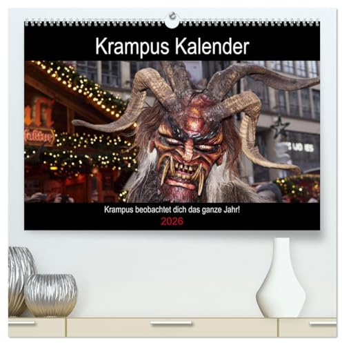 Krampus Kalender 2026 (hochwertiger Premium Wandkalender 2026 DIN A2 quer), Kunstdruck in Hochglanz: Krampus beobachtet dich das ganze Jahr (CALVENDO Kunst)