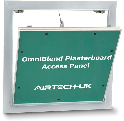 AirTech-UK Plasterboard Access Panel - OmniBlend Aluminium Inspection Hatch for Walls & Ceilings, Invisible Tileable Door, Push Lock, White Powder Coated Frame (250 X 300mm)