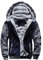 VSUSN Uomo Felpa con Cappuccio Manica Lunga Felpe con Cappuccio Vello Foderato Hoodies con Cerniera Cappotto Giacca Inverno Caldo(Mimetizzazione&Blu,L)