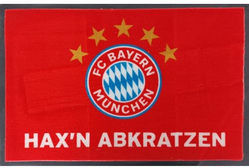 FC Bayern München Fußmatte Hax'n abkratz'n ! 60 cm x 40 cm Schmutzfangmatte mit Rutschfester PVC Unterlage Fußabtreter Fußball FCB Allianz Arena Fußabstreifer für Außen und Innen pflegeleicht