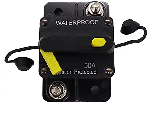 Mottdam Interruttore automatico per auto, 50 A, 12 V-48 V CC, impermeabile, interruttore in linea con reset manuale, portafusibili, invertitore per auto, barca marina