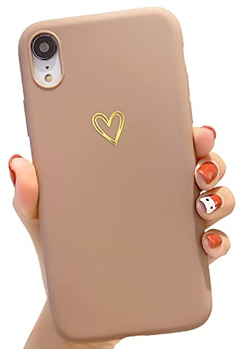 ZTUOK Compatible with iPhone XR Case for Women Girls, Soft Flexible Durable Cute Heart Pattern Slim Thin TPU Shockproof Case for iPhone XR -Brown