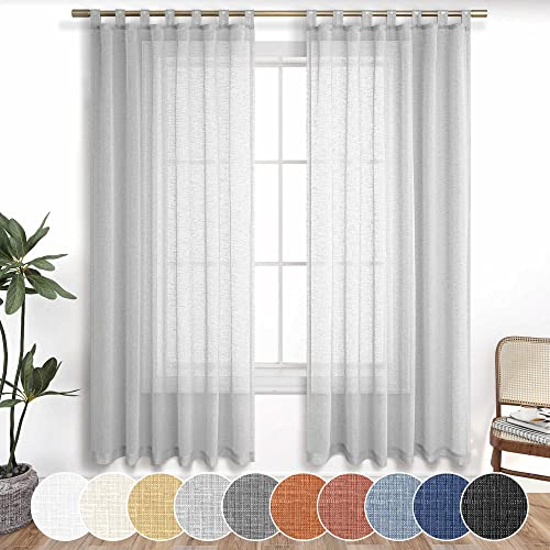 KOUFALL Graue Vorhänge, 150 cm lang, für maskuline Herren, Schlafzimmer, 2 Paneele mit Schlaufen, gewebt, strukturiert, lichtfilternd, atmungsaktiv, luftig, modern, Vorhänge für Küche, kleine Fenster