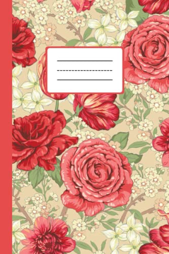 Notizbuch Rote Rosen: Kariertes Notizheft A5 als Tagebuch Schulheft oder Journal verwendbar | Floral Blumen Motiv mit Rose