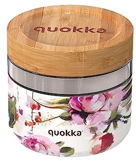 Quokka RECIPIENTE COMIDA CRISTAL CON FUNDA DE SILICONA DELI DARK FLOWERS 820 ML