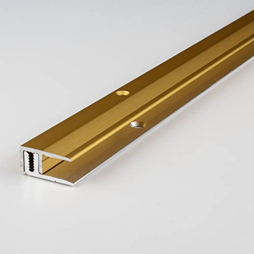 PROVISTON | Abschlussprofil | Aluminium eloxiert | Goldfarbig | Breite 21 mm | Höhe 7-15 mm | Länge 1000 mm | Gebohrt | Einfassprofil | Einschubprofil | Abschlussleiste | Bodenprofil | 1 Stück
