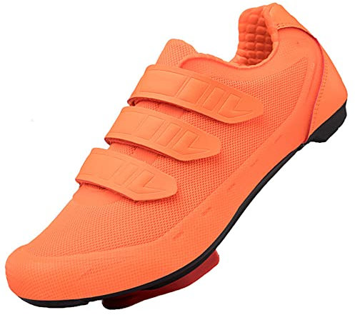 PENXZT Herren-Fahrrad-Rennradschuhe Kompatibel Mit Peloton Mit Look Delta Cleats Für Rennräder Für Den Innen- Und Außenbereich,Orange,37 EU