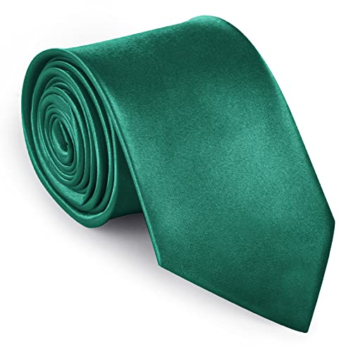 URAQT Cravatta Uomo, Cravatte Slim Uomo Eleganti Neckties, Sottile Tinta Unita Cravatta in Diversi Colori, Cravattino per Lavoro, Festa, Decorazione(Verde Scuro)