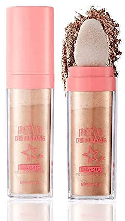 Polvo De Hadas Highlight Patting Powder Stick, Fairy Patting Puder, Haar Körper Glitzer Bombe, Gesicht Körper Highlighter Illuminating Powder Brighten Schimmer Puder Make-up (Golden Brown)