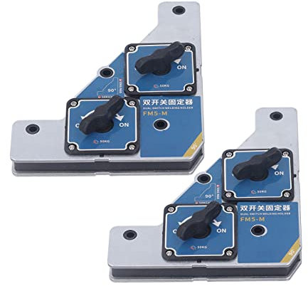 Kadimendium 2Pcs Dual Switch Welding Holder 50KG Strong Magnetism 90 Degree Welding Fixture Welding Square Magnetic Welding Clamps for Steel Iron Plate