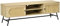 HOMCOM Meuble TV Banc TV 2 Portes cannage en rotin 2 niches avec 2 Passe-câbles - Pieds métal Noir - 150 x 39 x 48,3 cm Naturel