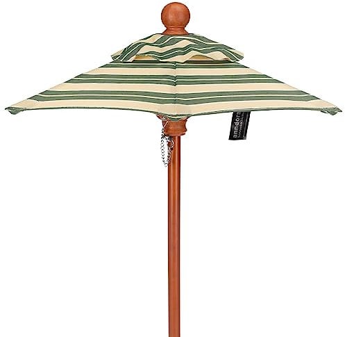 anndora Mini Tisch Sonnenschirm Dekoschirm 100 cm rund mit Winddach - Gestreift Grün Natural