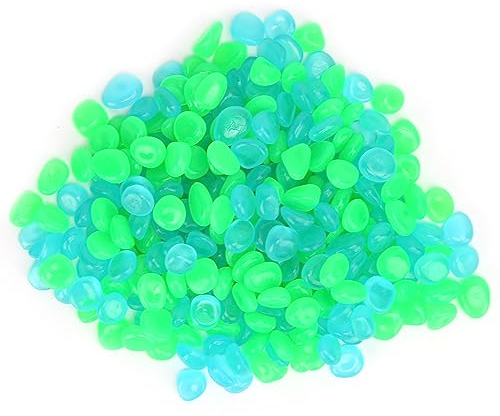 GLOGLOW 1000 Stück Im Dunkeln Leuchtende Steine für die Außendekoration, Leuchtende Kieselsteine für Aquarium, Garten, Auffahrt