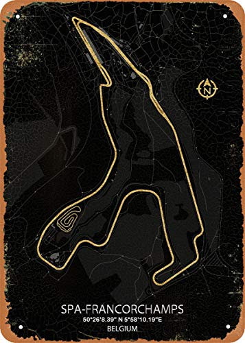 Zuhhgii Formula One Tracks Spa Francorchamps Circuit mural en métal 30,5 x 20,3 cm