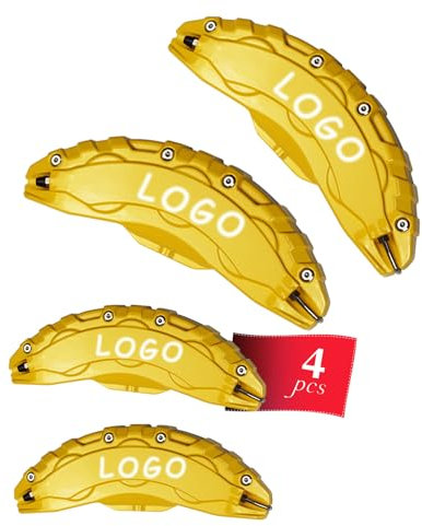 Mochtesie Caliper Covers Set of 4 Compatible with Tesla Model 3 Accessories, 2020-2023 18 19 Inch Wheel Hub Front and Rear Brake Caliper Covers, Yellow Brake Caliper (Not Fit Tesla Model Y)