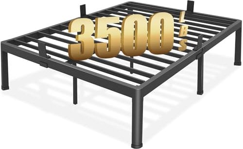 FUIOBYVV Kingsize-Bettgestell, 45,7 cm, robuster Metallplattform-Bettrahmen, Doppelbettgröße, unterstützt bis zu 1587 kg, kein Boxspringbett erforderlich, kein Schütteln, Stahllattenstütze,