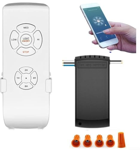 HEBEOT para Tuya Wifi ventilador de techo inteligente luz ventilador interruptor de Control remoto Control remoto inalámbrico controlador de sincronización de velocidad (110V)