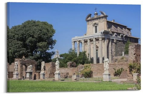 GLJXFP Stadtposter, Ruinen des Forums Romanum, Tempel-Poster, dekoratives Gemälde, Leinwand, Wandposter und Kunstdruck, moderne Familienschlafzimmer-Dekoration, Poster, 60 x 90 cm