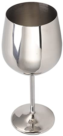 Copa de vino de acero inoxidable, copa de vino Copa de vino irrompible Copas de vino de metal con tallo Copa de vino portátil Copa de vino de plata Copas de vino al aire libre (Color Plata 500ml)