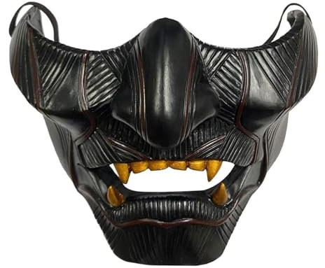 nezababy Halloween Dekorationen Ghost of Tsushima Jin Sakai Gosaku Samurai Cosplay Ritter Dämonenmaske Half Face Hannya Requisiten (Halloween Maske-B)