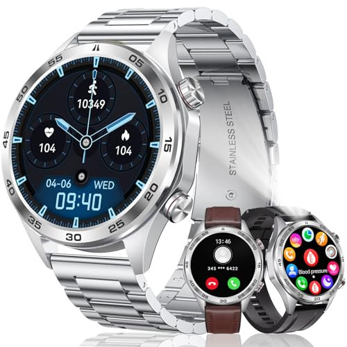 MEGALITH Smartwatch Uomo Orologio Chiamate: Whatsapp Bluetooth Smart Watch Android iOS - Pressione Sanguigna Frequenza Cardiaca Misura - Fitness Sport Tracker Contapassi Argento