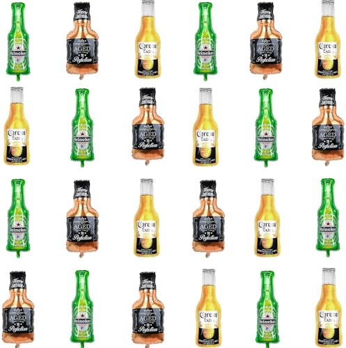 24pcs Mini Champagne Bottle Balloon Whisky Bottle Foil Balloons