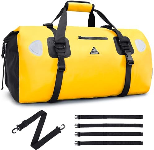 Wasserdichter Rucksack Dry Bag | wasserdichte Reisetasche Rucksack | Roll Top Seesack Wasserdicht für Camping, Motorrad Wasserfeste Tasche, wasserdichte Bootfahren, Kajakfahren, SUP, Yellow, 70L