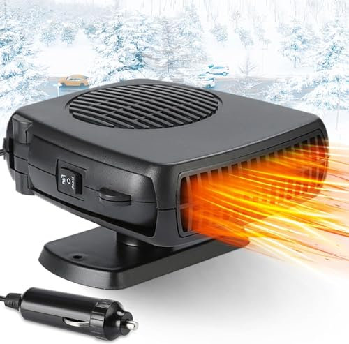 Leaflai Auto-Kühlventilator,12V Tragbare Autokühlgebläse 150W Plug in Zigarettenanzünder Heizung, 2-in-1-Modi Auto-Heizung Fan