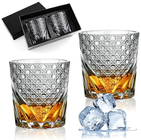 Shyllin Lot de 2 Verres à Whisky, 268 Ml, Streamer Star Verre a Rhum, Whiskey Glass avec Coffret Cadeau Noir de Luxe – Cadeau Homme, Idéal pour Le Bourbon, Le Rhum et Le Vin Rouge