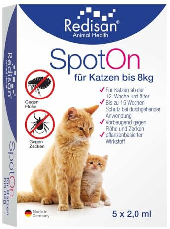 Redisan Spot On für Katzen-gegen Zecken und Flöhe 5X2 ml