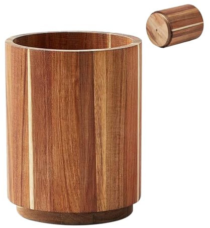 Soporte de utensilios de madera - Soporte de utensilios de madera | Rack de cubiertos de organizador de horquilla grande de 7.1 pulgadas | Counter Rotating for Dining Panty Gabinet Hombres Mujeres Uso