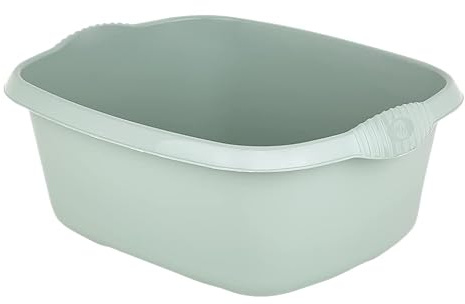 M1SS Washing Up Bowl Rectangular Large Basin for Dishwashing, Soaking, and Mixing Tasks 12 Litre Capacity (1, Silver Sage)