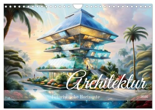 Architektur Futuristische Horizonte (Wandkalender 2026 DIN A4 quer), CALVENDO Monatskalender: Moderne futuristische Gebäude, die uns staunen lassen. (CALVENDO Orte)