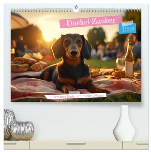 Dackel Zauber - Charmante Begleiter für jeden Monat (hochwertiger Premium Wandkalender 2026 DIN A2 quer), Kunstdruck in Hochglanz: Unsere treuen Begleiter in wundervollen Szenen (CALVENDO Tiere)