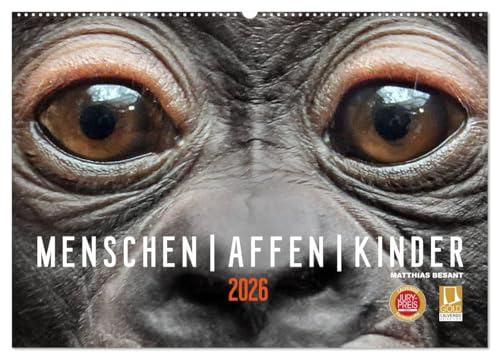MENSCHEN-AFFEN-KINDER (Wandkalender 2026 DIN A2 quer), CALVENDO Monatskalender: Emotionale Porträts von Gorillas/Bonobos (CALVENDO Tiere)