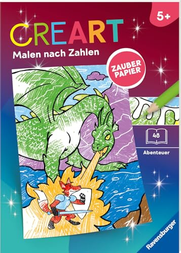 Ravensburger CreArt Malen nach Zahlen ab 5 Zauberpapier - Abenteuer, Malbuch, 24 Motive