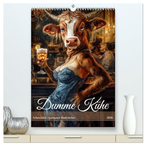 Dumme Kühe - Schrecklich charmante Rindviecher (hochwertiger Premium Wandkalender 2026 DIN A2 hoch), Kunstdruck in Hochglanz: Die Anti-Queens für jeden Monat (CALVENDO Spass)