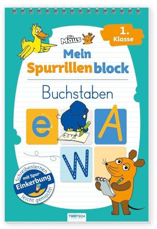TRÖTSCH - Die Maus Mein Spurrillenblock Buchstaben : Übungsbuch für Kinder ab 5 Jahren: Übungsbuch Beschäftigungsbuch Lernbuch