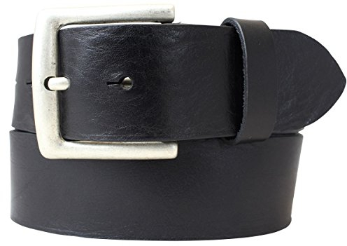 Brazil Lederwaren Jeansgürtel aus Vollrindleder 4,5 cm | Leder-Gürtel für Damen Herren 45mm | Breiter Ledergürtel aus echtem Leder | Schwarz 95cm