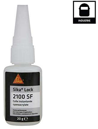 SIKA - Colle Superglue Instantanée Ultra Résistante - Sika Lock 2100 SF, Transparent - Ne coule pas - séchage rapide - Multisupports : cuir, papier, bois, plastique, métaux, caoutchouc - Flacon 20g