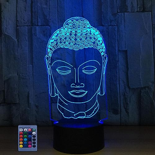 HPBN8 Ltd 3D Buddha Statuen Lampe USB Power 7/16 Farben Fernbedienung Optical Illusion 3D LED Lampe Formen Kinder Schlafzimmer Nacht Licht